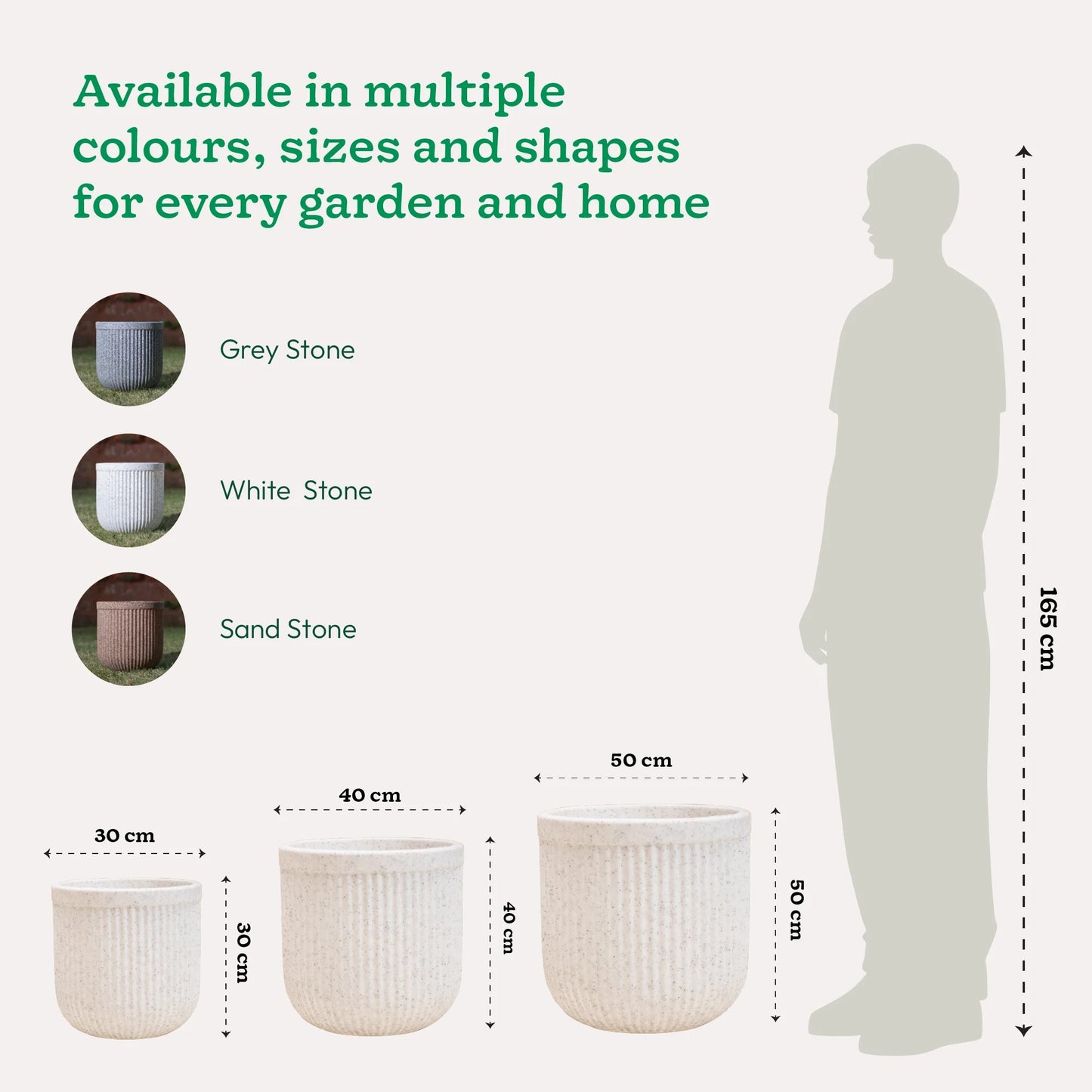 Large Ribbed Decorative Indoor Planter – Modern Flower Pot for Home & Office