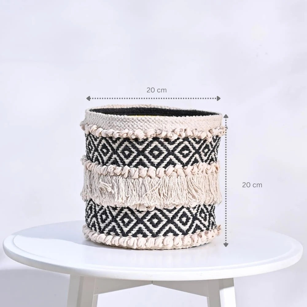 Boho Cotton Rope Planter Basket – Decorative Indoor Plant Basket for Home & Office