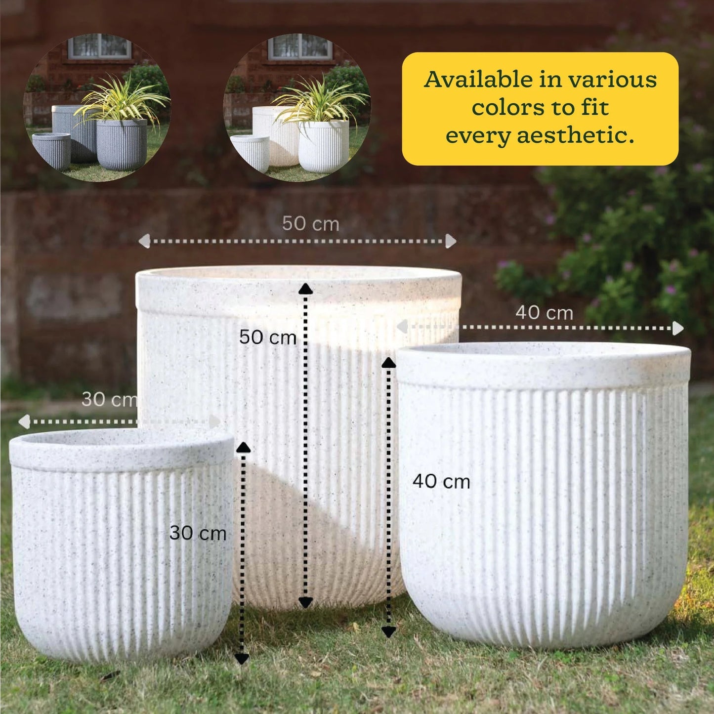 Large Ribbed Decorative Indoor Planter – Modern Flower Pot for Home & Office