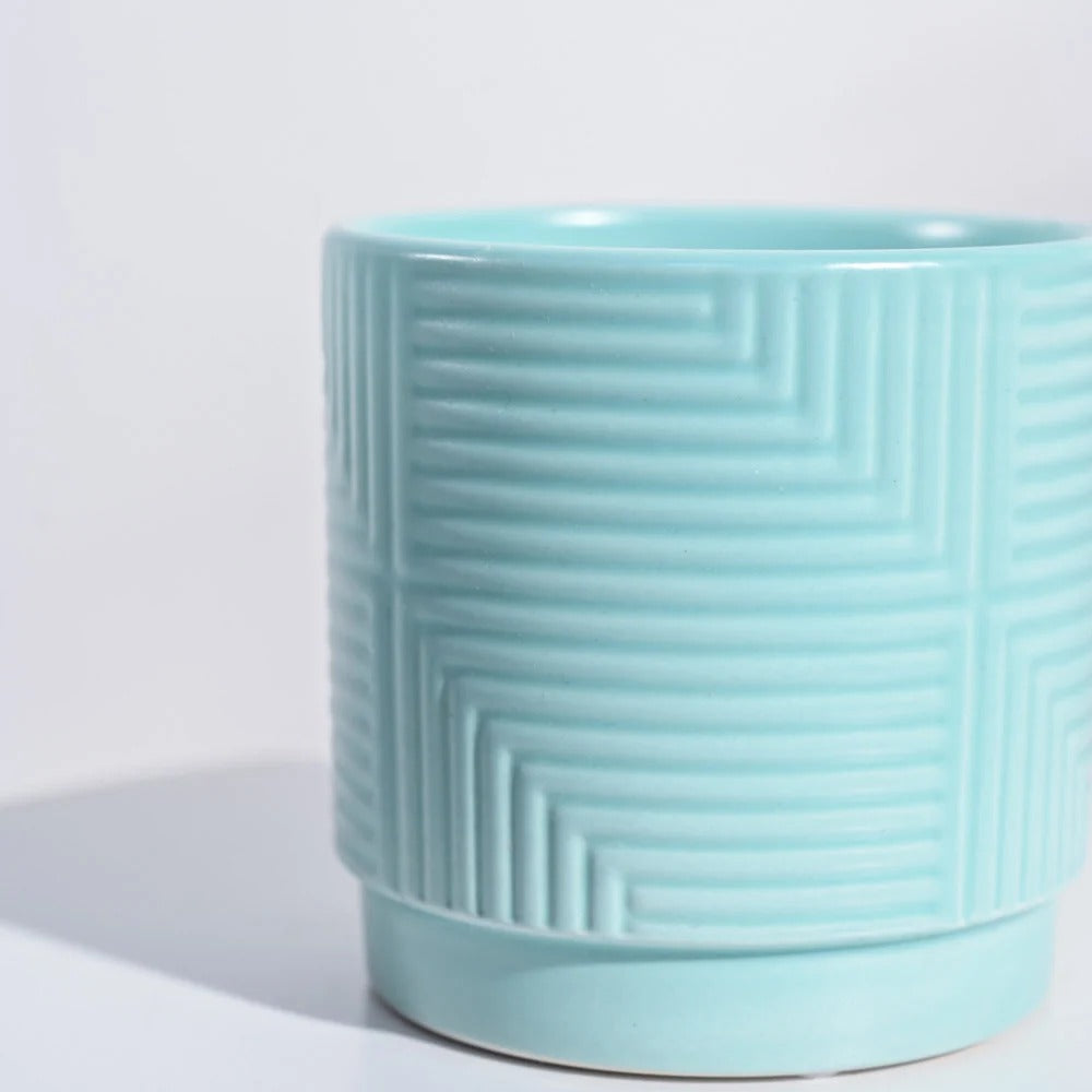 Modern Textured Ceramic Planter Pot – Decorative Indoor Flower Pot for Home & Office