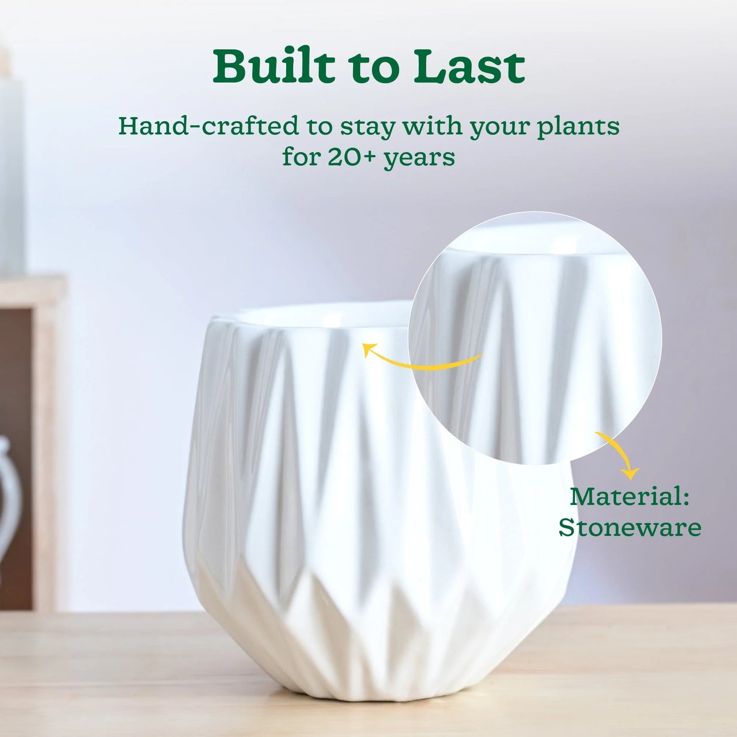 Modern Geometric Ceramic Planter Pot – Decorative Indoor Flower Pot for Home & Office