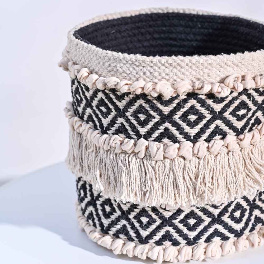 Boho Cotton Rope Planter Basket – Decorative Indoor Plant Basket for Home & Office