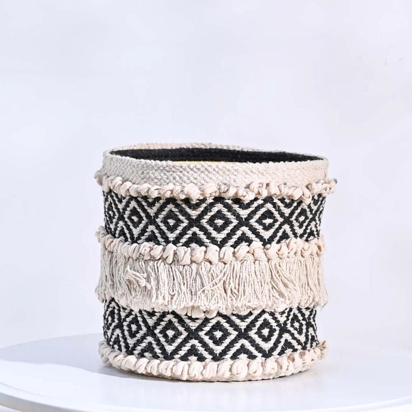 Boho Cotton Rope Planter Basket – Decorative Indoor Plant Basket for Home & Office